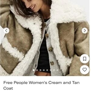 Free People Cream and Tan Teddy Jacket
